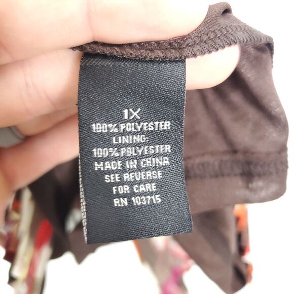 Zac Rachel Top Womens 1X Blouse Flutter Sleeves Colorful Pleated Front New - Picture 8 of 11